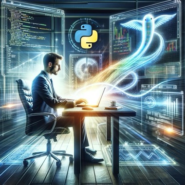 AIが考えた「Python in Excelのパワーのおかげで爆速で仕事を進めるビジネスマン」